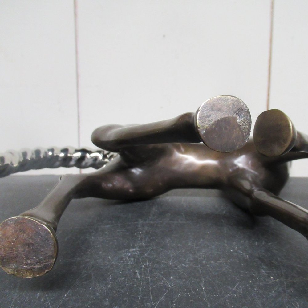 Estate Large Art Deco Bronze and Silver-Overlay Dolby Horse Figurine - Picture 12 of 14